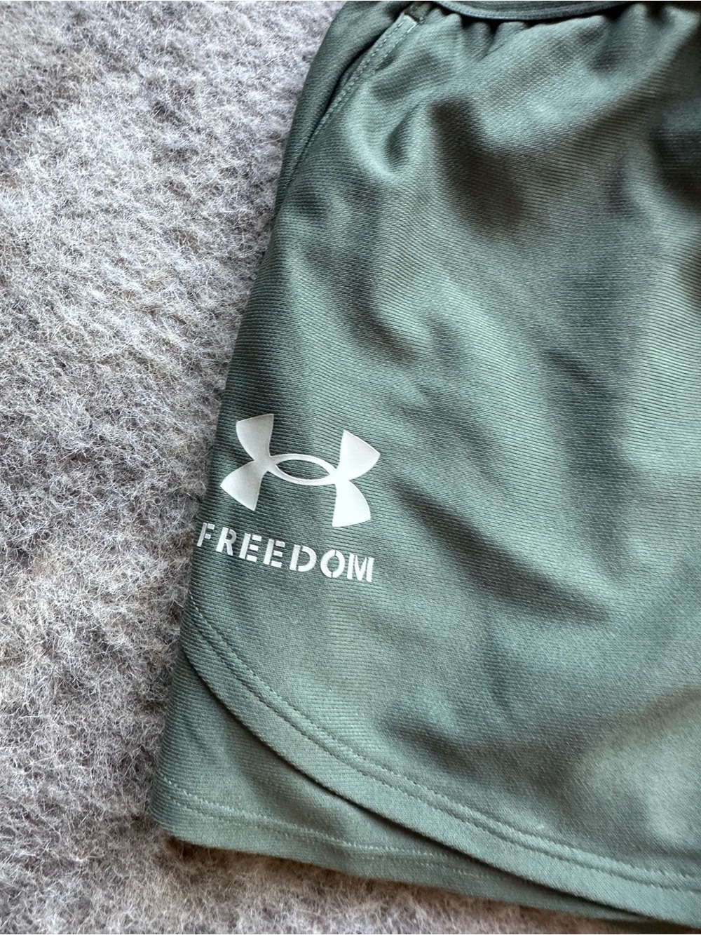 Under Armour Women's Freedom Olive Green Athletic Shorts - Picture 2 of 4